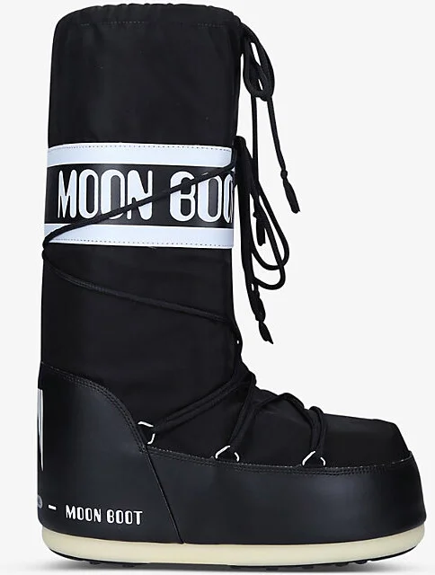 Mens Black Icon Branded Nylon Snow Boots M