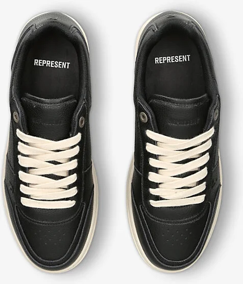 Mens Black Initial Brand-Embossed Leather Low-Top Trainers Eur 40 / 6 Uk Men - Image 2