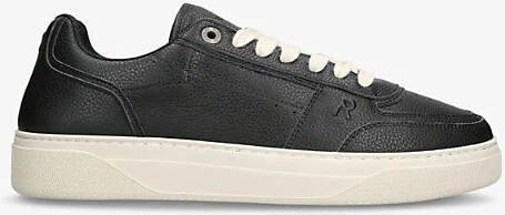 Mens Black Initial Brand-Embossed Leather Low-Top Trainers Eur 40 / 6 Uk Men
