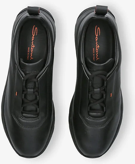 Mens Black Innova Leather Low-Top Trainers Eur 39 / 5 Uk Men - Image 2