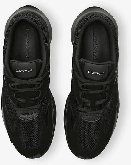 Mens Black Jla Mesh and Suede Low-Top Trainers Eur 40 / 6 Uk Men - Image 2