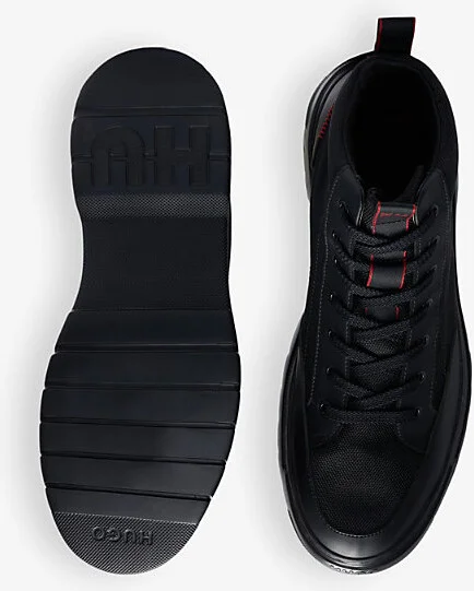 Mens Black Lace-Up Leather and Mesh High-Top Shoes Eur 43 / 9 Uk Men - Image 2