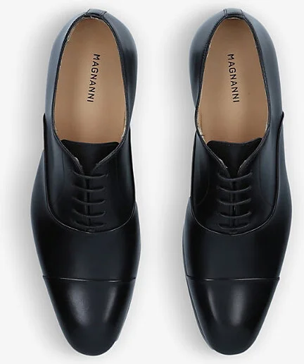 Mens Black Lace-Up Leather Oxford Shoes Eur 40 / 6 Uk Men - Image 2