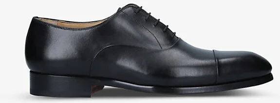 Mens Black Lace-Up Leather Oxford Shoes Eur 40 / 6 Uk Men