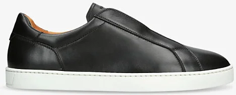 Mens Black Laceless Panelled Leather Low-Top Trainers 5