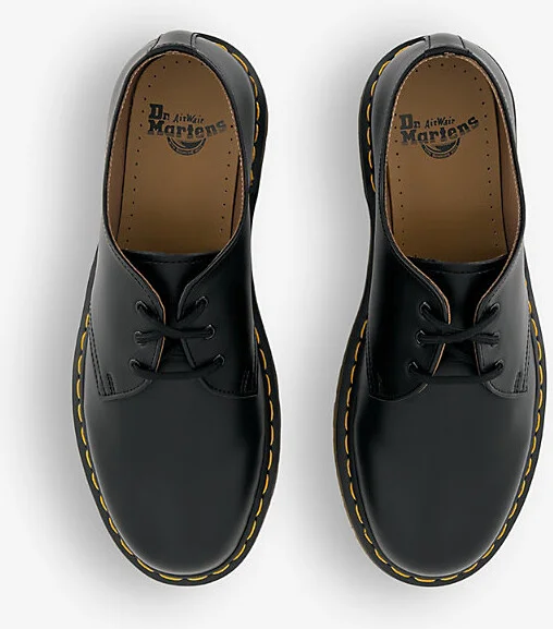 Mens Black Leather 3-Eyelet Chunky-Sole Leather Shoes Eur 41 / 7 Uk Men - Image 2