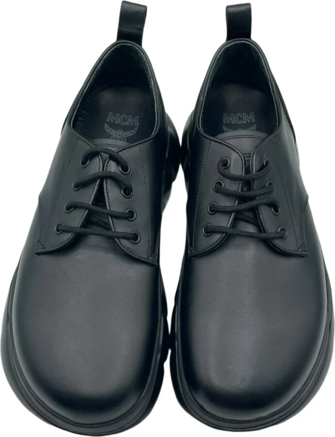 Men's Black Leather Platform Lace Up Sneaker - Image 5