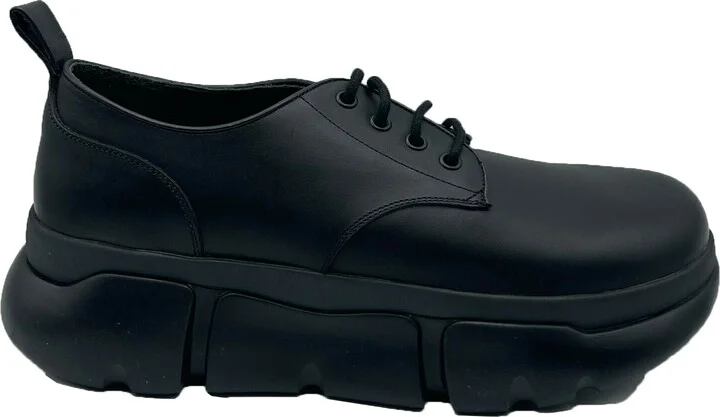 Men's Black Leather Platform Lace Up Sneaker - Image 8