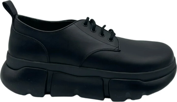 Men's Black Leather Platform Lace Up Sneaker MEX9AMM69BK (42 EU / 9 US) - Image 2
