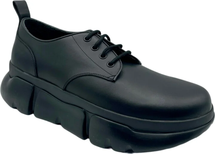 Men's Black Leather Platform Lace Up Sneaker MEX9AMM69BK (42 EU / 9 US)
