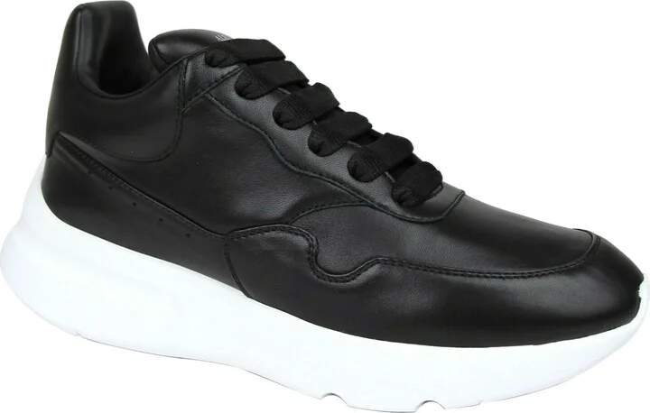 Men's Black Leather Platform Sneakers - Image 2