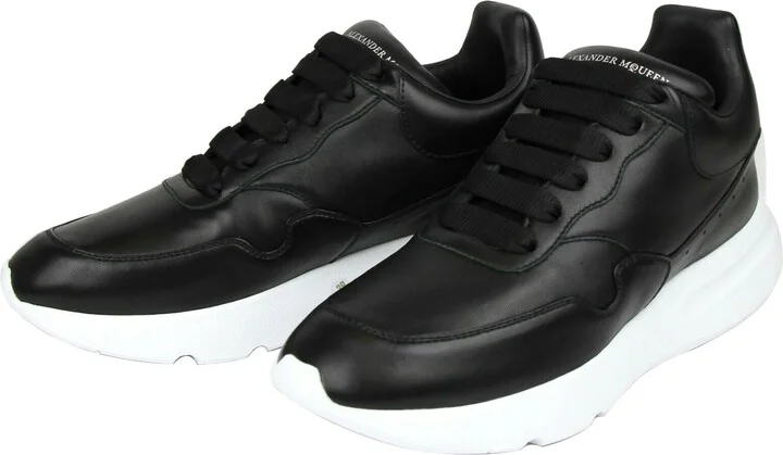 Men's Black Leather Platform Sneakers - Image 3