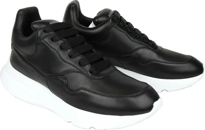 Men's Black Leather Platform Sneakers - Image 5
