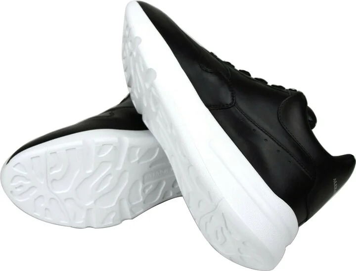 Men's Black Leather Platform Sneakers - Image 8