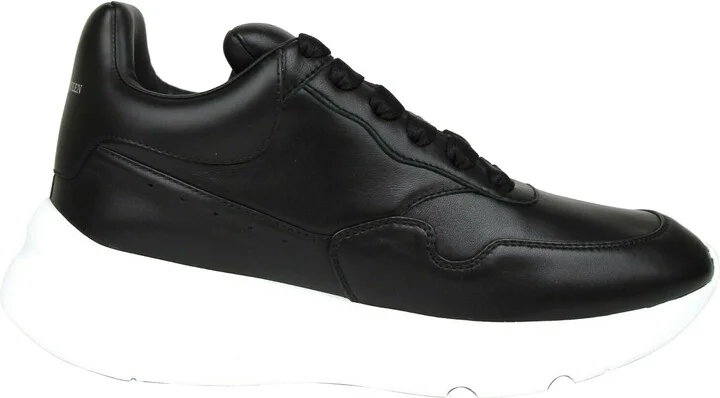 Men's Black Leather Platform Sneakers