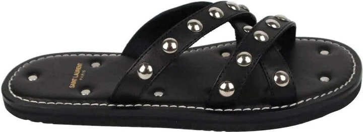 Men's Black Leather Sandal With Silver Studs (39 EU / 6 US) - Image 6