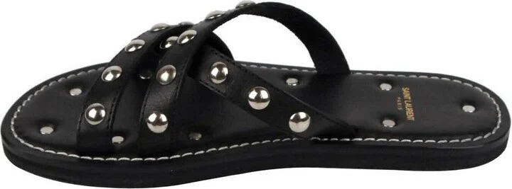 Men's Black Leather Sandal With Silver Studs (39 EU / 6 US) - Image 7