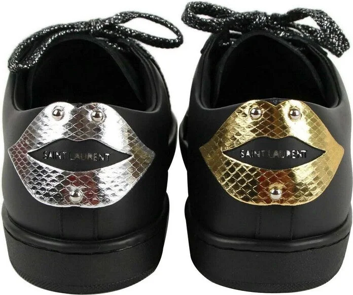 Men's Black Leather Signature Court Lips Sneaker (41 EU / 8 US) - Image 5