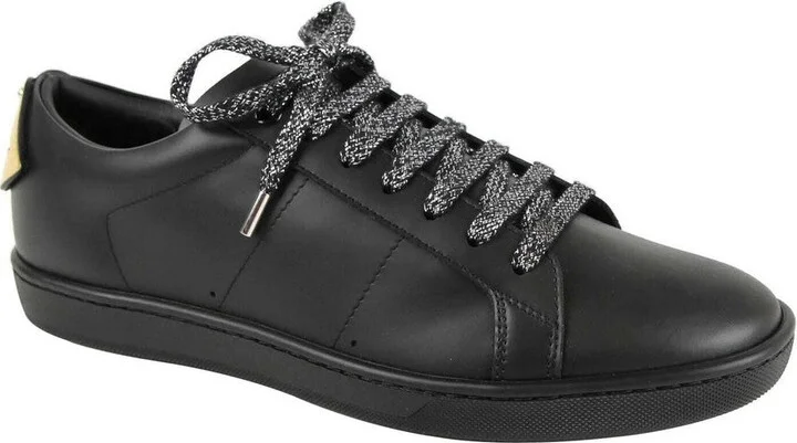 Men's Black Leather Signature Court Lips Sneaker (41 EU / 8 US)