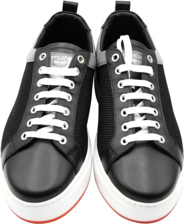 Men's Black Leather Silver Reflective Canvas Low Top Sneaker MEX9ARA71B (42 EU / 9 US) - Image 6