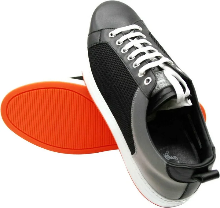 Men's Black Leather Silver Reflective Canvas Low Top Sneaker MEX9ARA71B (42 EU / 9 US) - Image 7