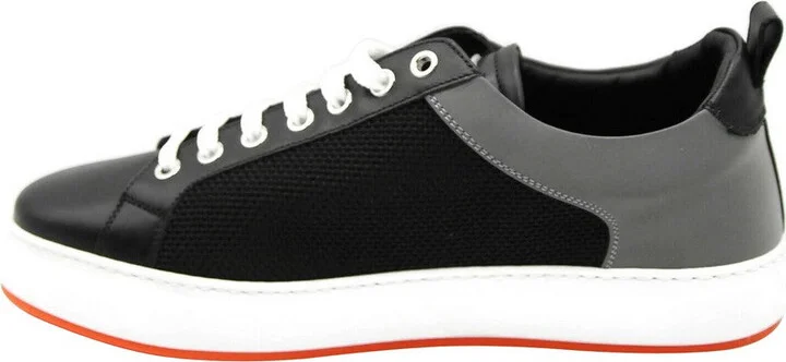Men's Black Leather Silver Reflective Canvas Low Top Sneaker MEX9ARA71B (42 EU / 9 US) - Image 11