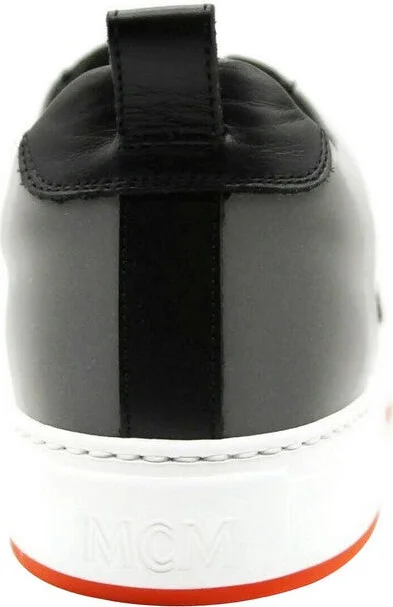 Men's Black Leather Silver Reflective Canvas Low Top Sneaker MEX9ARA71B - Image 4