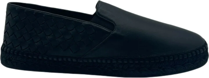 Men's Black Leather Woven Slip on Espadrilles 407387 1000 (41EU / 8US) - Image 2