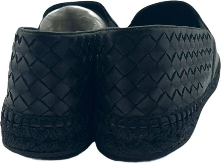 Men's Black Leather Woven Slip on Espadrilles 407387 1000 (41EU / 8US) - Image 5