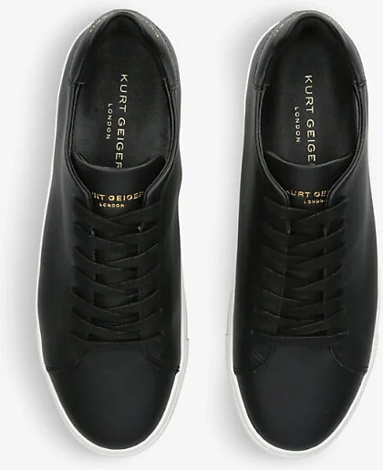 Mens Black Lennon Logo-Embossed Leather Low-Top Trainers Eur 41 / 7 Uk Men - Image 2