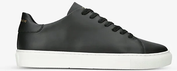 Mens Black Lennon Logo-Embossed Leather Low-Top Trainers Eur 41 / 7 Uk Men