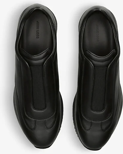 Mens Black Lift Leather Low-Top Trainers Eur 43 / 9 Uk Men - Image 2