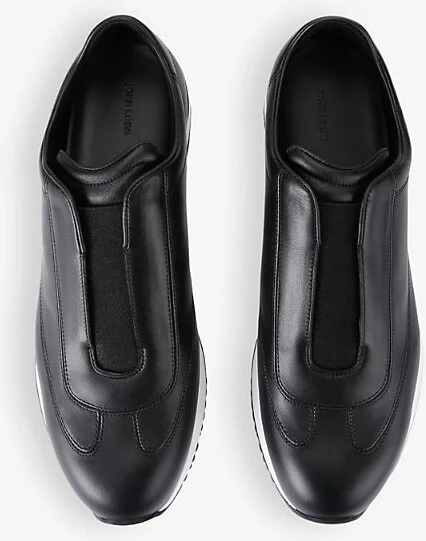 Mens Black Lift Leather Low-Top Trainers Eur 45 / 11 Uk Men - Image 2