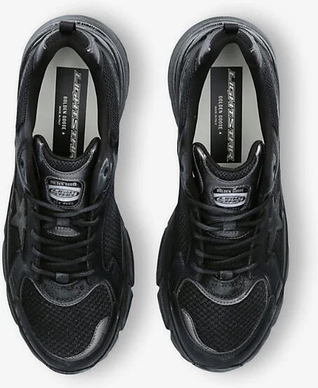Mens Black Lightstar Leather and Mesh Low-Top Trainers Eur 40 / 6 Uk Men - Image 2