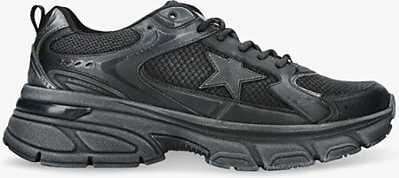 Mens Black Lightstar Leather and Mesh Low-Top Trainers Eur 40 / 6 Uk Men