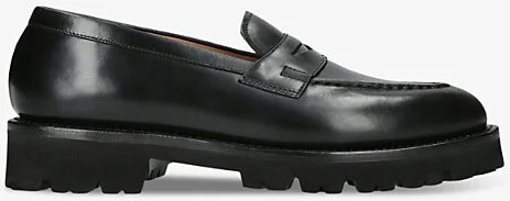 Mens Black Lloyd Slip-On Leather Penny Loafers Eur 45 / 11 Uk Men