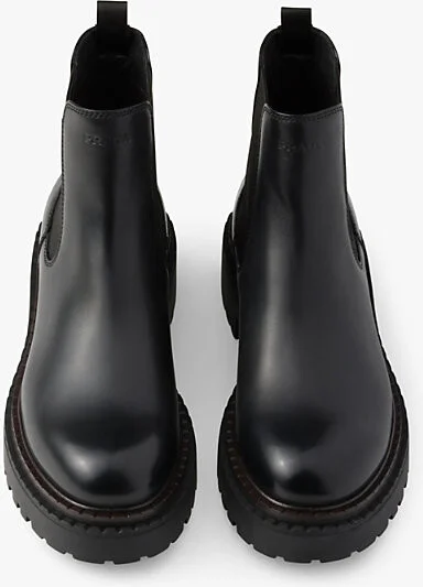 Mens Black Logo-Debossed Heeled Leather Chelsea Boots Eur 40.5 / 6.5 Uk Men - Image 2