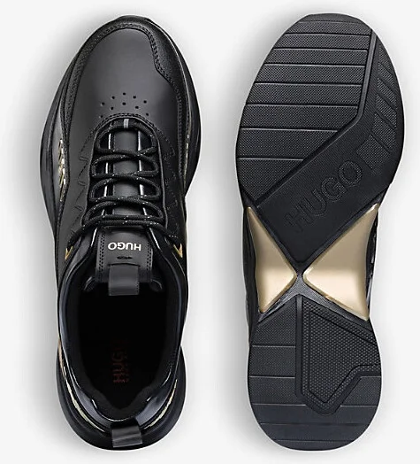 Mens Black Logo-Embossed Textile Low-Top Trainers Eur 45 / 11 Uk Men - Image 2