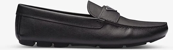Mens Black Logo-Plaque Leather Driving Shoes Eur 46.5 / 12.5 Uk Men