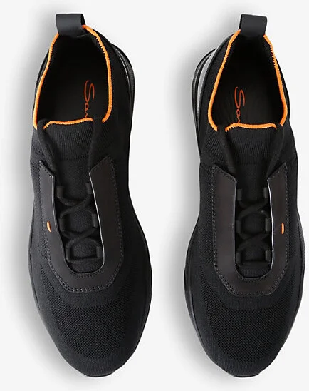 Mens Black Low-Top Knit-Fabric Trainers Eur 43 / 9 Uk Men - Image 2