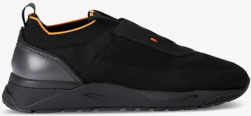 Mens Black Low-Top Knit-Fabric Trainers Eur 43 / 9 Uk Men