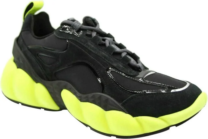 Men's Black Luft Collection Suede Neon Green Trim Sneaker MEX9AMM66BK (42 EU / 9 US)