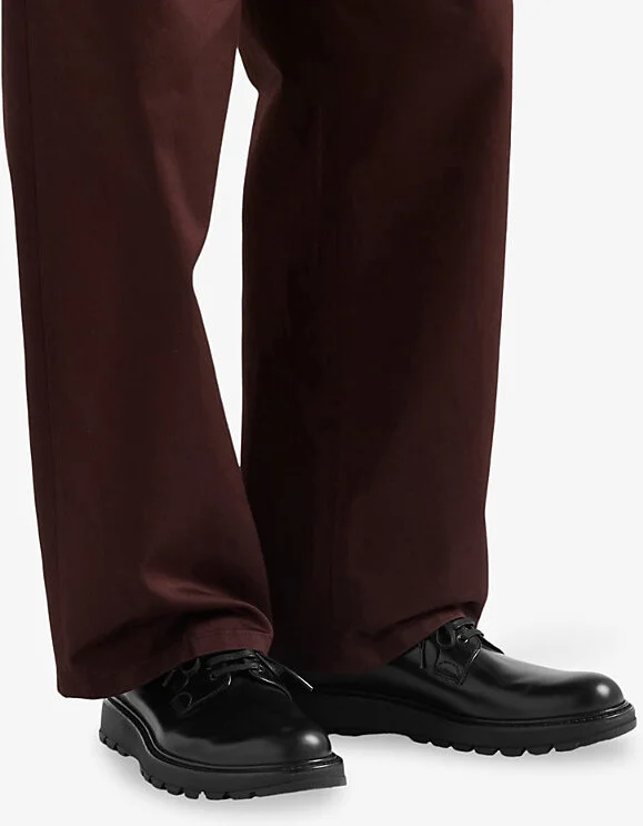 Mens Black Lug-Sole Leather Derby Shoes Eur 40 / 6 Uk Men - Image 2