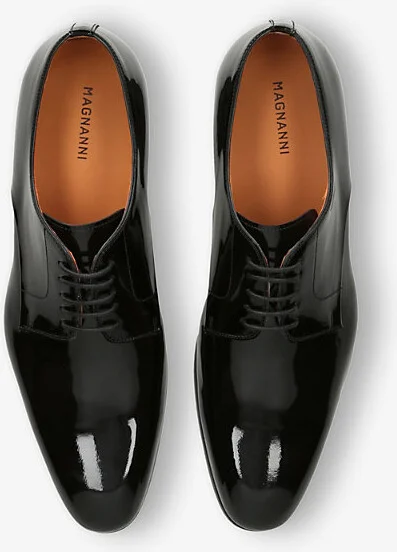 Mens Black Madis Patent-Leather Derby Shoes Eur 44 / 10 Uk Men - Image 2