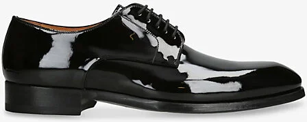 Mens Black Madis Patent-Leather Derby Shoes Eur 44 / 10 Uk Men
