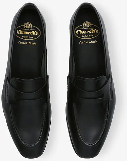 Mens Black Maesteg Leather Penny Loafers Eur 42.5 / 8.5 Uk Men - Image 2