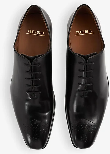 Mens Black Mead Lace-Up Leather Shoes 40 - Image 2