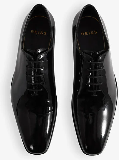 Mens Black Mead Lace-Up Patent-Leather Shoes Eur 43 / 9 Uk Men - Image 2