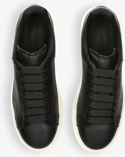 Mens Black Men's Show Platform Leather Low-Top Trainers Eur 41.5 / 7.5 Uk Men - Image 2