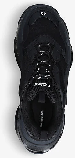 Mens Black Men's Triple S Leather and Mesh Mid-Top Trainers Eur 45 / 11 Uk Men - Image 2